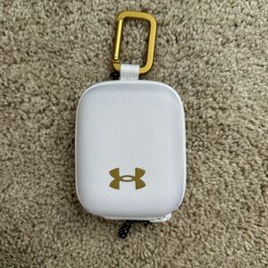 Under Armour White Earbud Case with Gold Carabiner